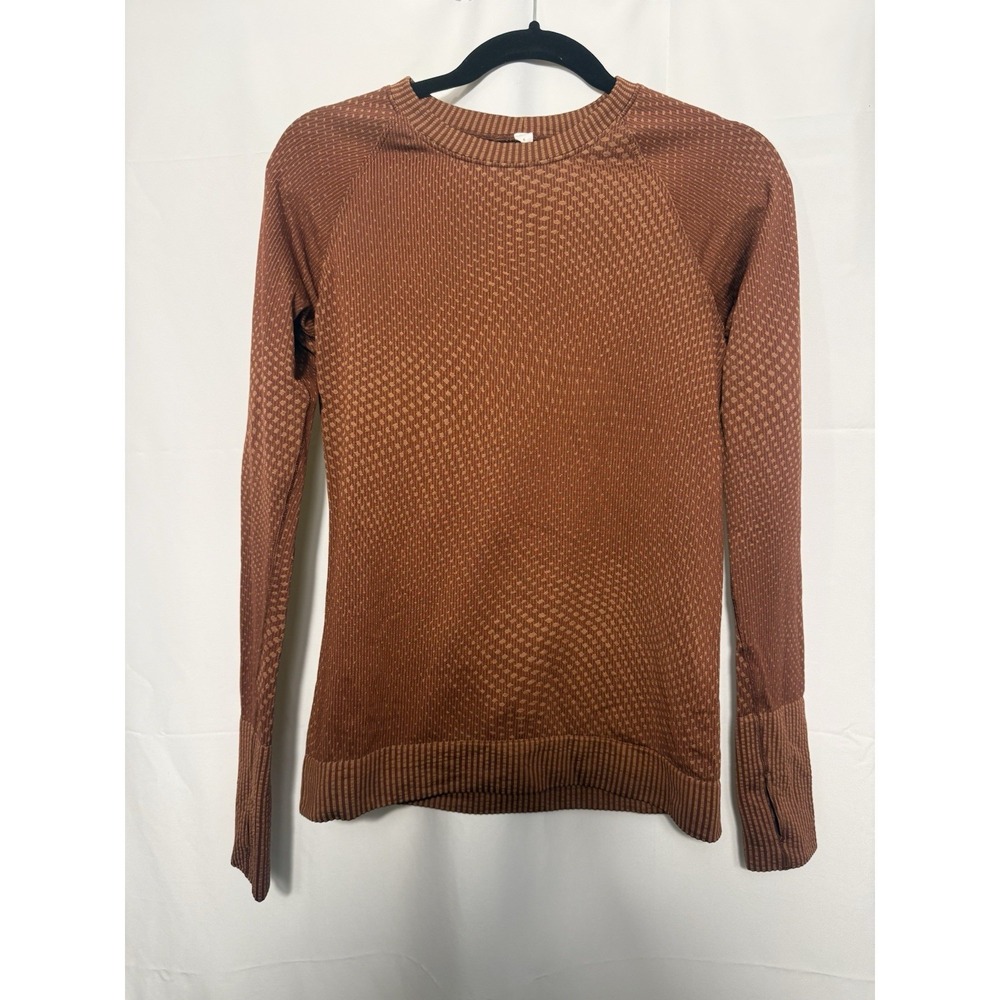 lululemon Rest Less Pullover Grid Wrap Skull Date Brown Desert Sun Size 6